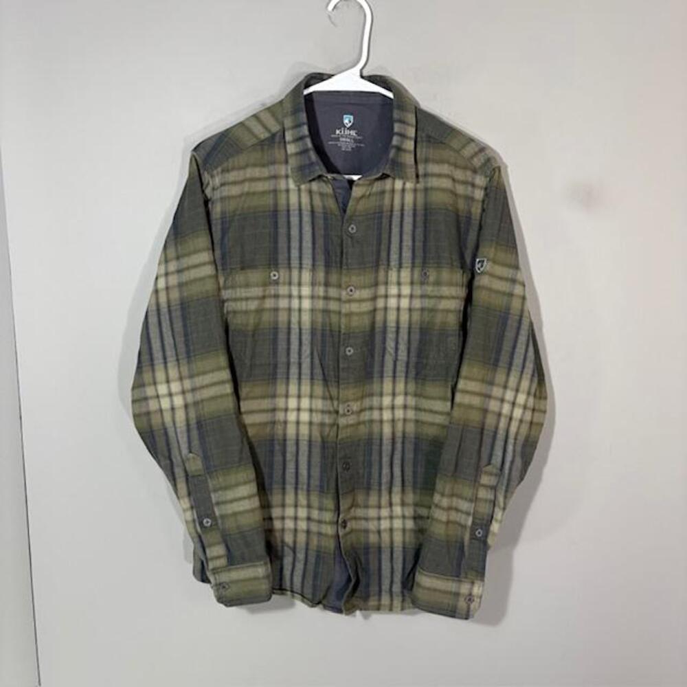 Kuhl Shirt Mens Small Green Plaid Long Sleeve Button Up Flannel Casual Outdoor